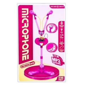 Microfon dublu cu baterii si suport, pentru fete - Img 2
