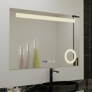 Oglinda LED Rectangulara, 120x80cm, ABSOLU MotionGlow Marcello, Sistem Dezaburire, Ceas & Termometru, Lupa Cosmetica, Dimabila - Img 1