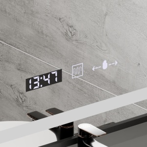 Oglinda LED Rectangulara, 60x80cm, Verite Majeste Noir Motion Glow Marcello, Sistem Dezaburire, Ceas & Termometru, Dimabila - Img 2