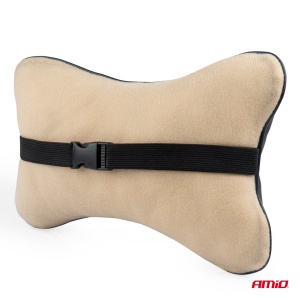 Set 2 perne pentru tetiere auto, marca AMIO, pentru sustinere gat din piele ecologica, culoare NEGRU - Img 3