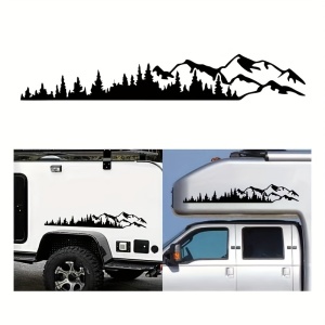Set 2 stickere autoadezive pentru vehicule Off Road, model "Forest & Mountains", dimensiune 100 x 20 cm, culoare Neagra - Img 3