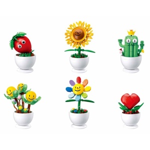 Set de constructie Flowers, 6 modele/display, Plante in ghiveci - Sluban - Img 1
