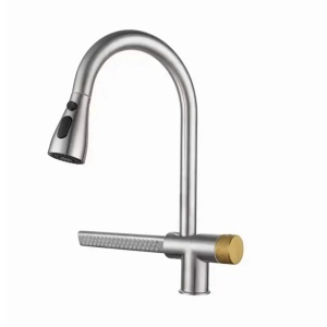 Baterie Bucatarie cu Dus Extractibil Inox Argintiu Cu Functie Cascada YB1500S - Img 1