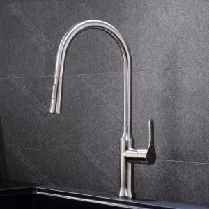 Baterie Bucatarie cu Dus Extractibil, Inox SUS304, Satinat, CF023 - Img 1