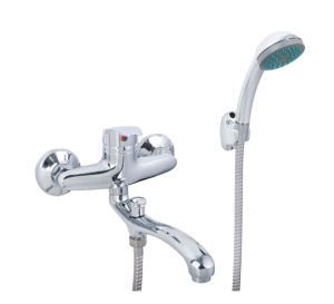 Baterie Cada Crom Lucios - Set Complet cu Pipa Pivotanta de 25cm, Para, Furtun si Excentrice Incluse - Img 1