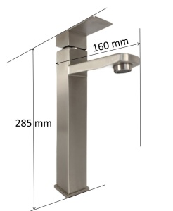 Baterie lavoar MIXXUS KUB-001-HIGH din otel inoxidabil, Monocomanda, Racorduri incluse - Img 2