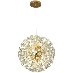 Candelabru Cristal MINUET 8x G9, Diametru 40cm, Auriu Lucios, Inaltime Reglabila - Img 2