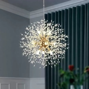 Candelabru Cristal Schonbrunn, 12x G9, Diametru 60cm, Auriu Lucios, Inaltime Reglabila - Img 3