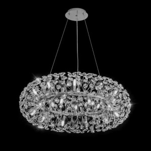 Candelabru Cristal SEGOVIA Magno 5x E14, Diametru 60cm, Argintiu Lucios, Inaltime Reglabila - Img 2