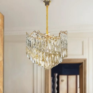 Candelabru Cristal TOPKAPI Eleganza 8x E14, Diametru 49cm, Auriu Lucios, Inaltime Reglabila - Img 1