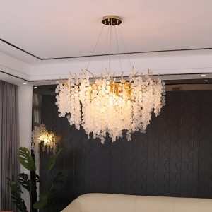 Candelabru Cristal WALTZ Serenade, 8xG9, Auriu, 60cm, Inaltime Reglabila - Img 1