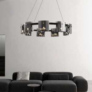 Candelabru Modern, REQUIEM Largo, 8xG9, Diametru 80cm, Negru, Inaltime Reglabila - Img 3