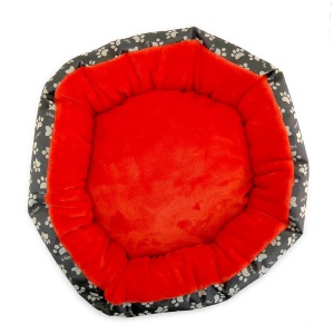 Culcus moale cu perna, pentru caine/pisica, culoare roz, impermeabil, baza antiderapanta, 50 cm - Img 3