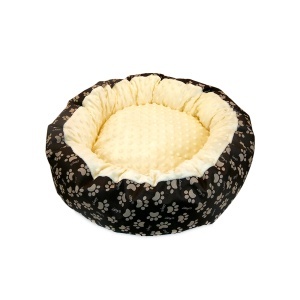 Culcus moale cu perna, pentru caine/pisica, Model Minky, culoare galben, impermeabil, baza antiderapanta, 50 cm - Img 1
