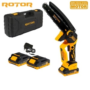 Fierastrau cu lant si acumulator ROTOR RMC21-8, 21V / 2Ah, Brushless , Ungere lanț , - Img 1