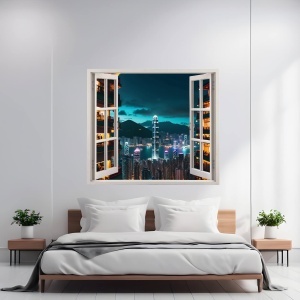 Folie imprimata color pentru decor perete locuinta, dimensiune 125 x 110cm, model: VIEW TO HAVEN 07 - Img 1