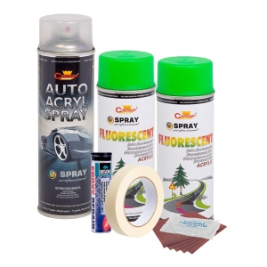 Kit complet reparatie si vopsire jante culoare Verde Fluorescent, V2 - Img 1