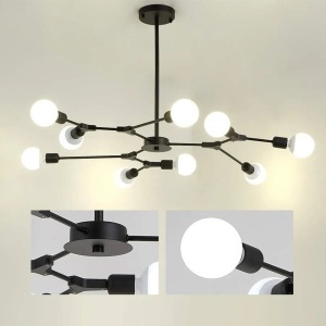 Lustra Architek Nona, 9x E27, Negru, Metal - Img 3