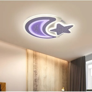 Lustra LED cu telecomanda CORALIA RGB 81W, Luna si Stea, lumina Rece/Calda/Neutra Dimabila Alb - Img 3