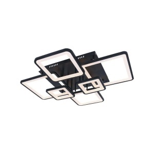 Lustra LED cu telecomanda ELLA 124W, 6 Patrate, lumina Rece/Calda/Neutra, Dimabila, Negru - Img 2