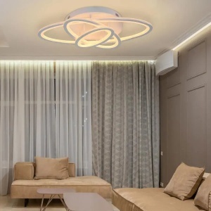 Lustra LED cu telecomanda GENTIANA 83W, 3 Elipse, lumina Rece/Calda/Neutra, Dimabila, Alb - Img 1