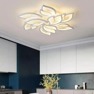 Lustra LED cu telecomanda LILY 117W, 9 Elemente, lumina Rece/Calda/Neutra, Dimabila, Alb - Img 2