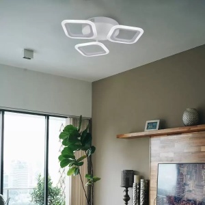 Lustra LED ERIKA 24W, 3 Patrate, lumina Neutra, Alb - Img 1