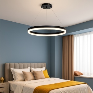 Lustra LED suspendata cu telecomanda ANINA 33W, 1 Cerc, lumina Rece/Calda/Neutra, Dimabila, Negru, Inaltime Reglabila - Img 3