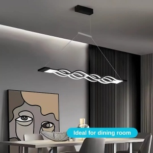 Lustra LED suspendata cu telecomanda WAVE 76W, Liniara, lumina Rece/Calda/Neutra, Dimabila, Negru, Inaltime Reglabila - Img 2