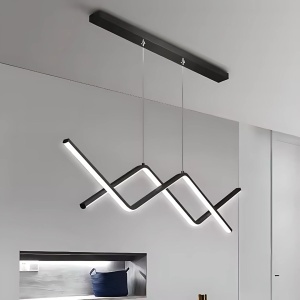 Lustra LED suspendata cu telecomanda ZIGZAG 48W, lumina Rece/Calda/Neutra, Dimabila, Negru, Inaltime Reglabila - Img 2