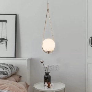 Lustra LOFT Haven, 1x E27, Alb Auriu, Metal, Inaltime Reglabila - Img 1