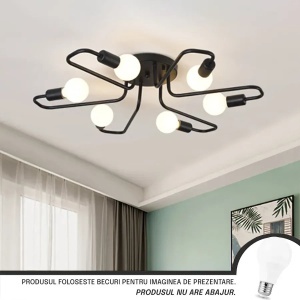 Lustra MODERNIST Hexa 6, 6x E27, Negru, Design Modern - Img 1
