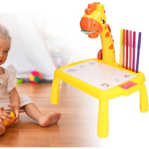 Masa Muzicala de Desen pentru copii cu Proiector, model Girafa, culoare Galben, 24 imagini, AVX-WT-222-2-YELLOW-GIRAFFE - Img 2