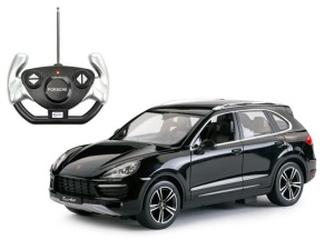 MASINA CU TELECOMANDA PORSCHE CAYENNE TURBO NEGRU CU SCARA 1 LA 14 - Img 1