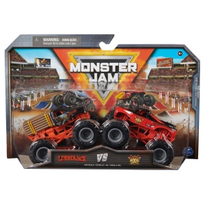 MONSTER JAM SET 2 MASINUTE METALICE LUMBERJACK SI AXE SCARA 1:64 - Img 1
