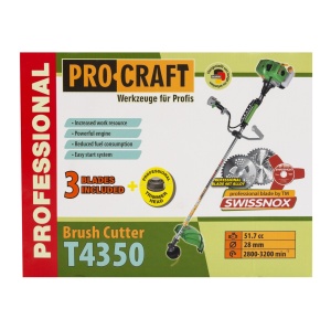 Motocoasa benzina Procraft T4350, 2T, 5.8 CP, 9000 rpm, 3 sisteme de taiere - Img 6