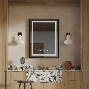 Oglinda LED Rectangulara, 60x80cm, Verite Majeste Noir Motion Glow Marcello, Sistem Dezaburire, Ceas & Termometru, Dimabila - Img 3