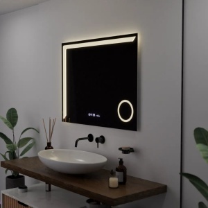 Oglinda LED Rectangulara, 80x60cm, Precision MotionGlow Marcello, Sistem Dezaburire, Ceas & Termometru, Lupa Cosmetica, Dimabila - Img 3