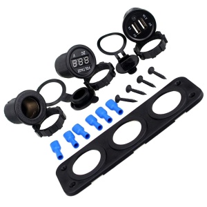 Priza suplimentara impermeabila pentru vehicule Off Road, ATV, SSV, tensiune 12V, 2 x USB si Voltmetru - Img 5