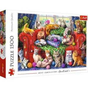 PUZZLE TREFL 1500 PISICUTELE PE CANAPEA - Img 1