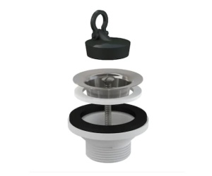 Racord flexibil 1,1/4″ x 32/40 Ani Plast, piulita din plastic + ventil chiuveta cu sita din otel inoxidabil, A33 - Img 2