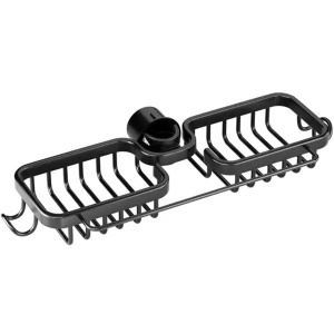 Raft organizator dublu, universal pentru bucatarie sau baie, montaj pe robinet, material otel, culoare Neagra - Img 6