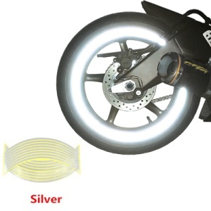 Set 16 ornamente Reflectorizante pentru jante auto, moto, culoare Argintiu - Img 1