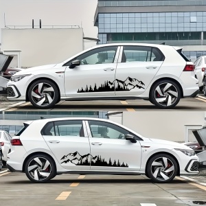 Set 2 stickere autoadezive pentru vehicule Off Road, model "Forest & Mountains", dimensiune 100 x 20 cm, culoare Neagra - Img 4