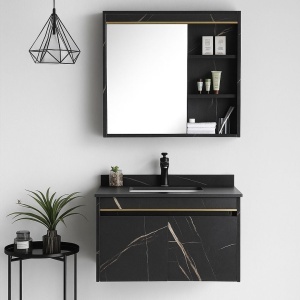 Set Mobilier pentru Baie 60x50cm 2 Piese Negru - Img 3