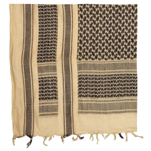 Shemagh negru crem esarfa arab, 115 x 110 cm, 100% bumbac MFH - Img 2