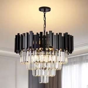 Candelabru Cristal BLOIS 10x E27 Negru Auriu - Img 3