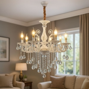 Candelabru Cristal SANSSOUCI Magno, 8xE14, Diametru 70cm, Alb - Img 1