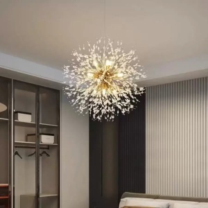 Candelabru Cristal Schonbrunn, 6x G9, Diametru 40cm, Auriu Lucios, Inaltime Reglabila - Img 1