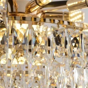 Candelabru Cristal VERSAILLES Petito 3xE14, Diametru 30cm, Auriu Lucios si Negru, Inaltime Reglabila - Img 3